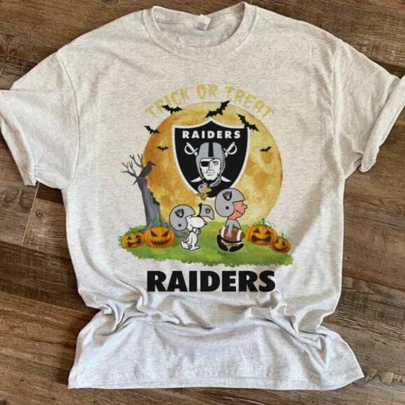 Snopy Trick Or Treat Halloween Las Vegas Raiders Retro T Shirt 165 - Picture 1 of 5